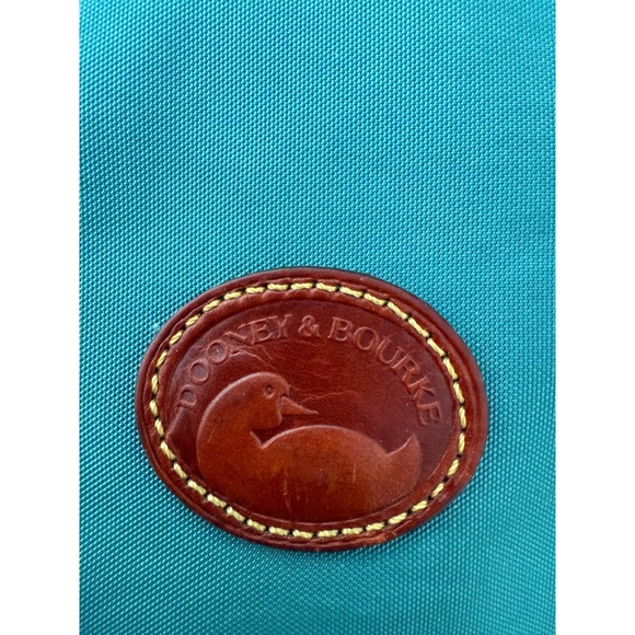 Dooney & Bourke Crossbody Bag Purse Teal Nylon Leather Trim Duck Logo Vintage - Picture 3 of 9